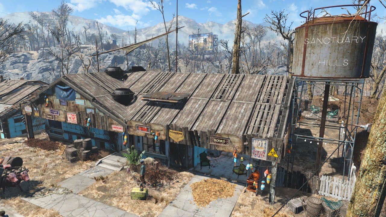 Sanctuary Hills Settlement All Roofs Repaired No Mods