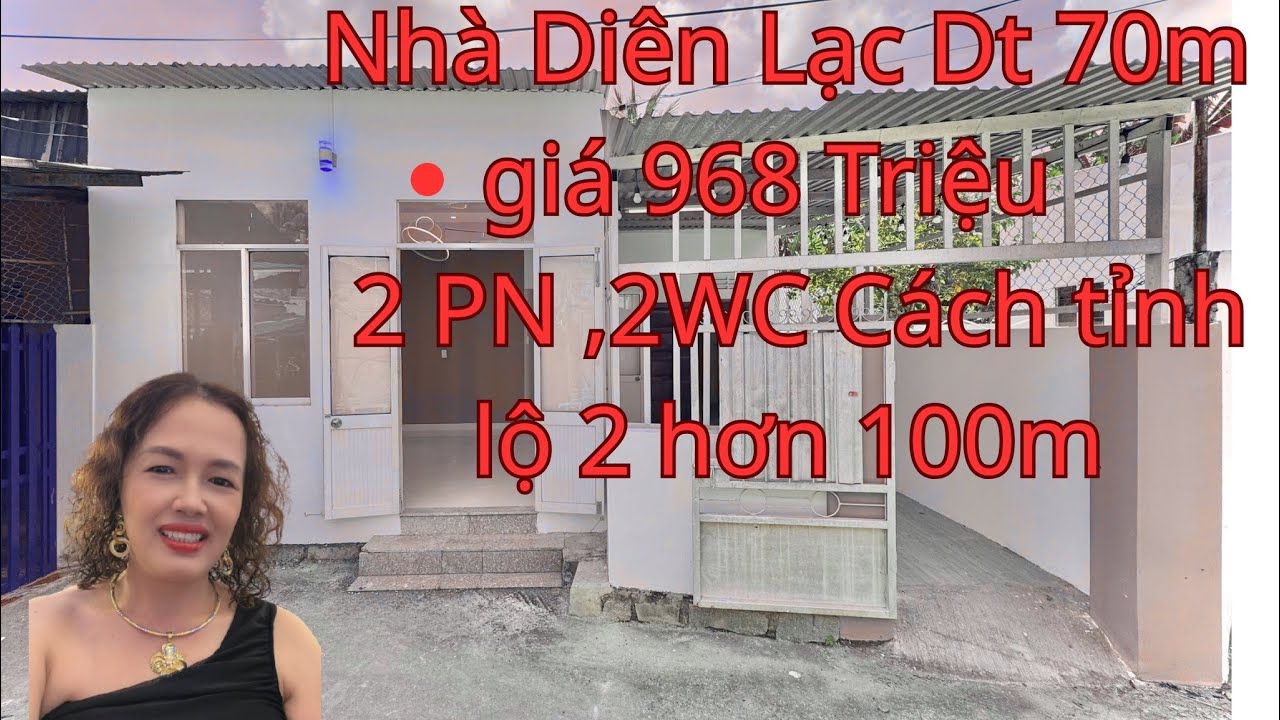 Nhà cấp 4 diên lạc diên khánh , Cách tỉnh lộ 2 chỉ 100m ngang 7m nở hậu 2 PN ,2WC 