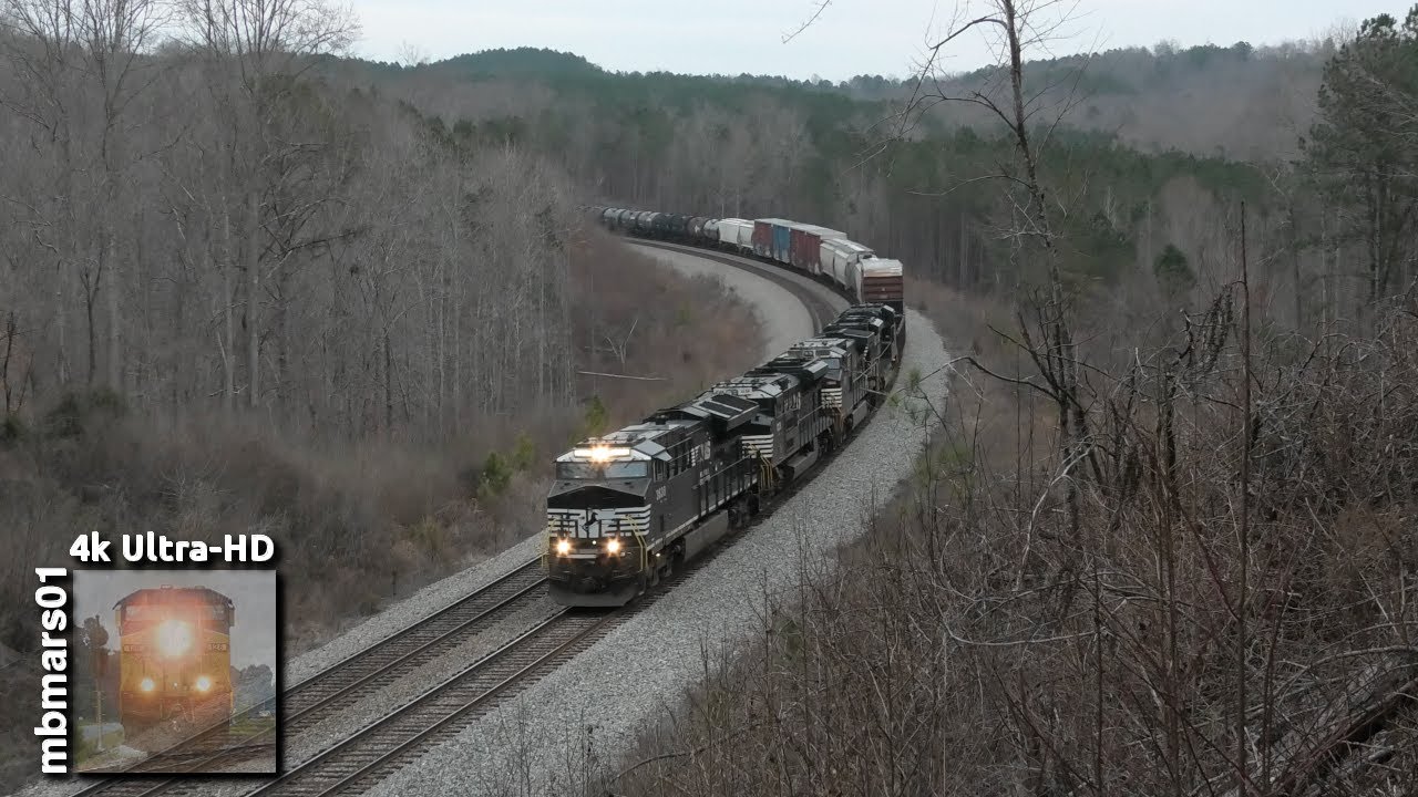 [7v][4k] Norfolk Southern Trains in Northwest Georgia, Mableton - Braswell, GA 01/09/2021