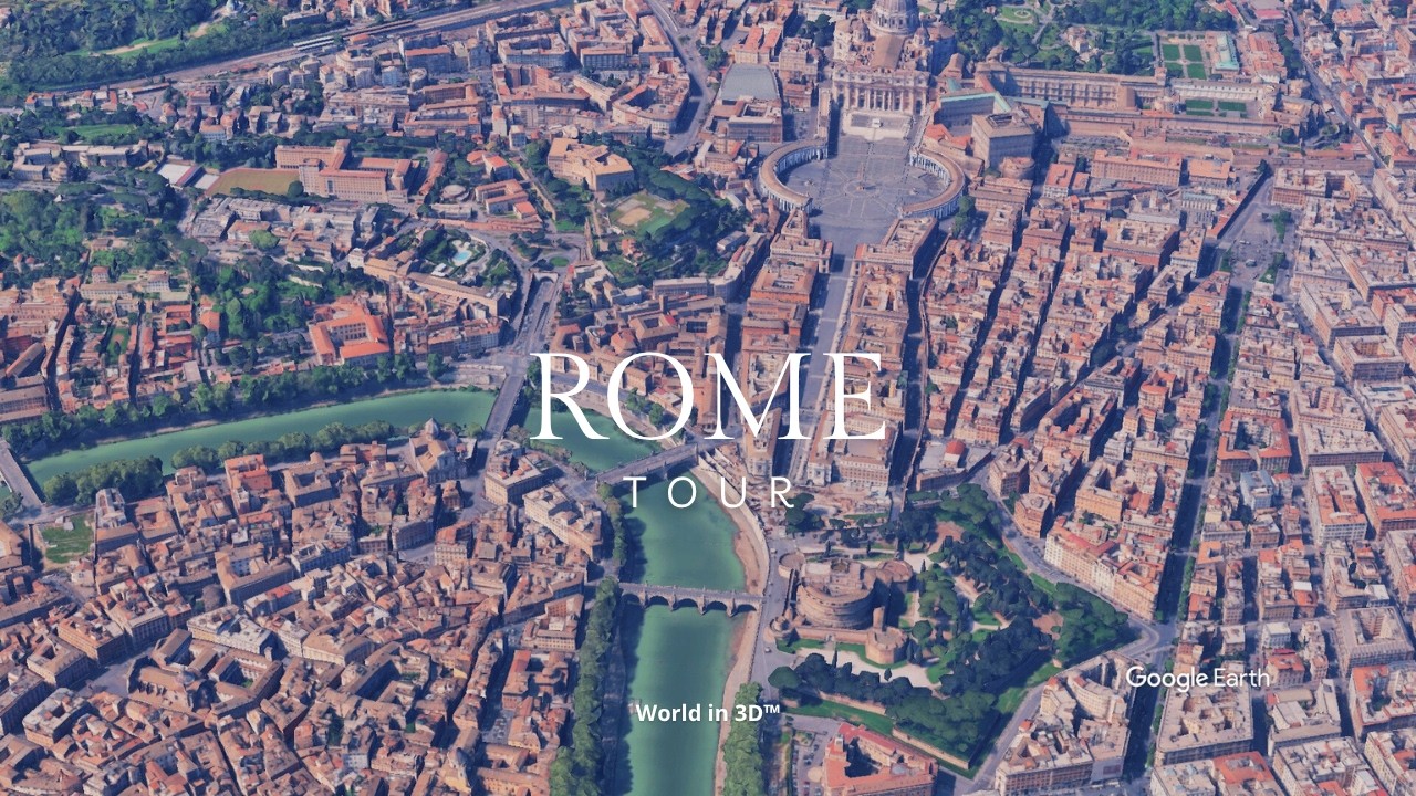 ROME 🇮🇹 | Virtual Tour  - Colosseum, Vatican, Trevi Fountain & Ancient Rome | Google Earth Studio