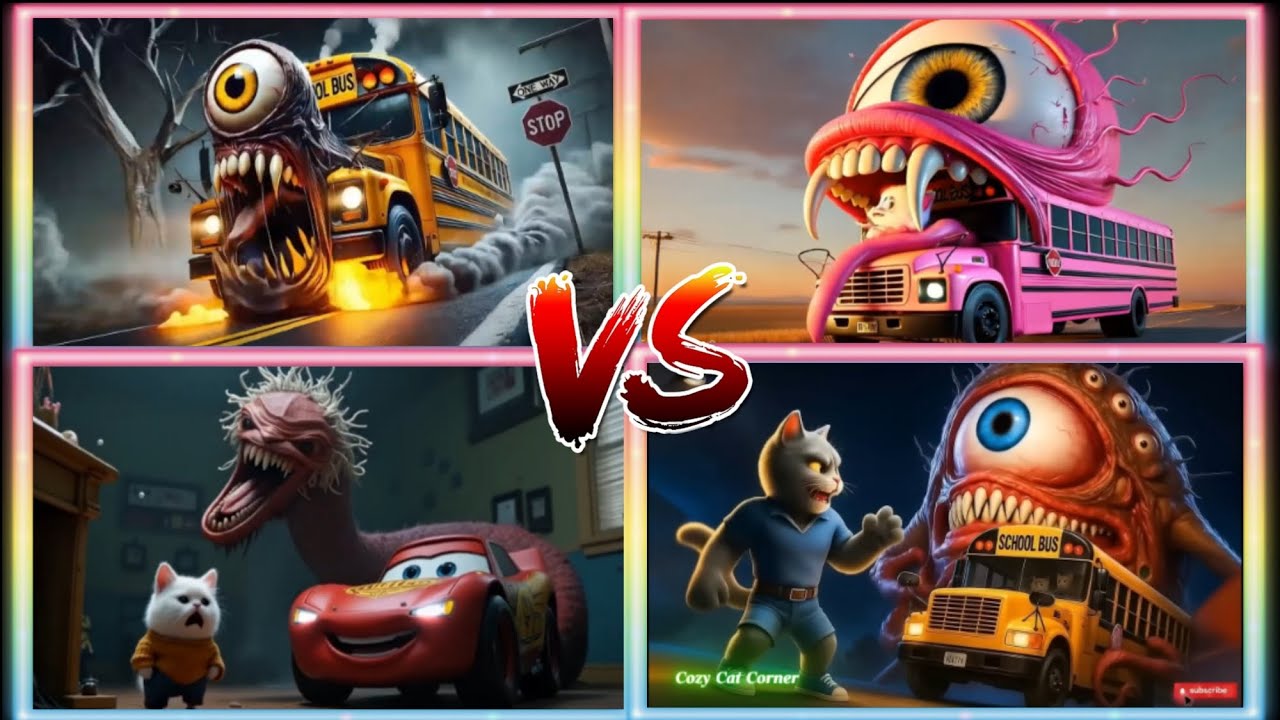 School Bus Eater 🚌🔥 vs Monster EXE | Epic Tiles Hop Battle