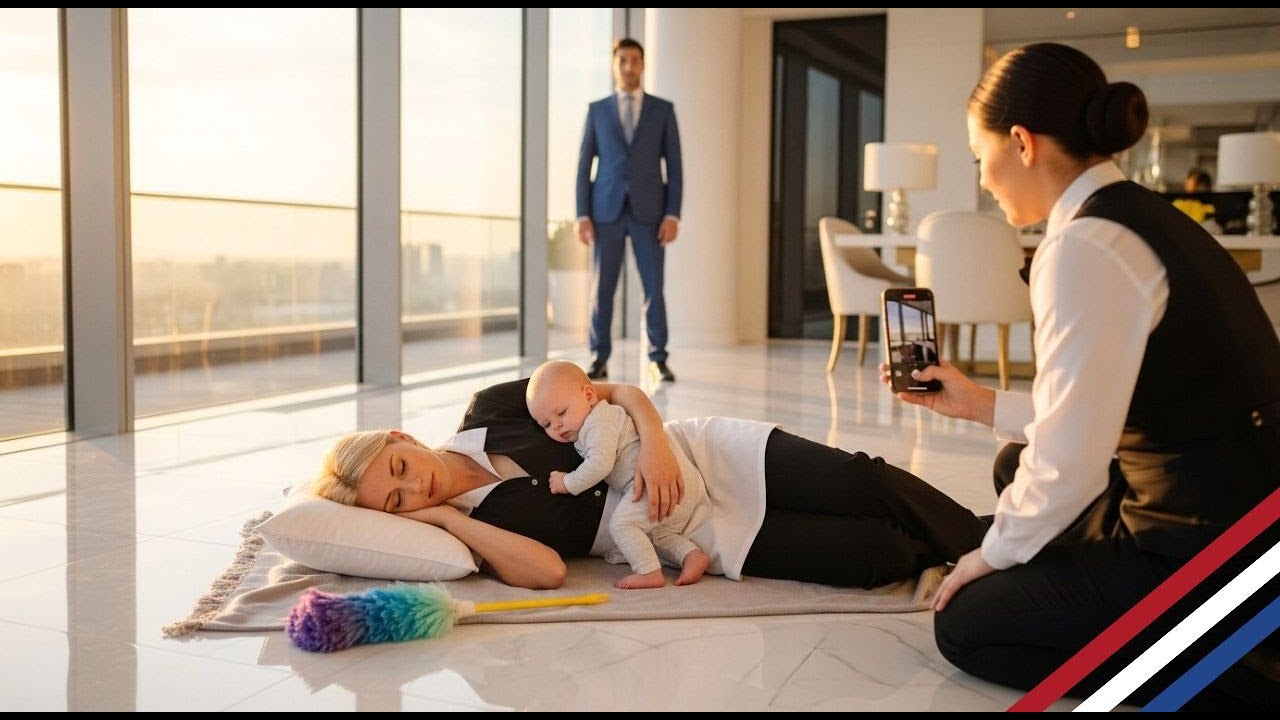 Babysitter verdwijnt, serveerster filmt schoonmaakster op vloer met baby van miljonair — shock!