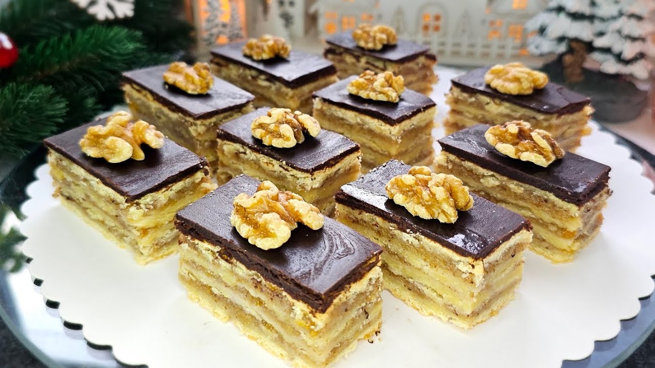 Gerbeaud Schnitten - Kuchen Rezepte mit Waln&uuml;ssen und Aprikosenmarmelade