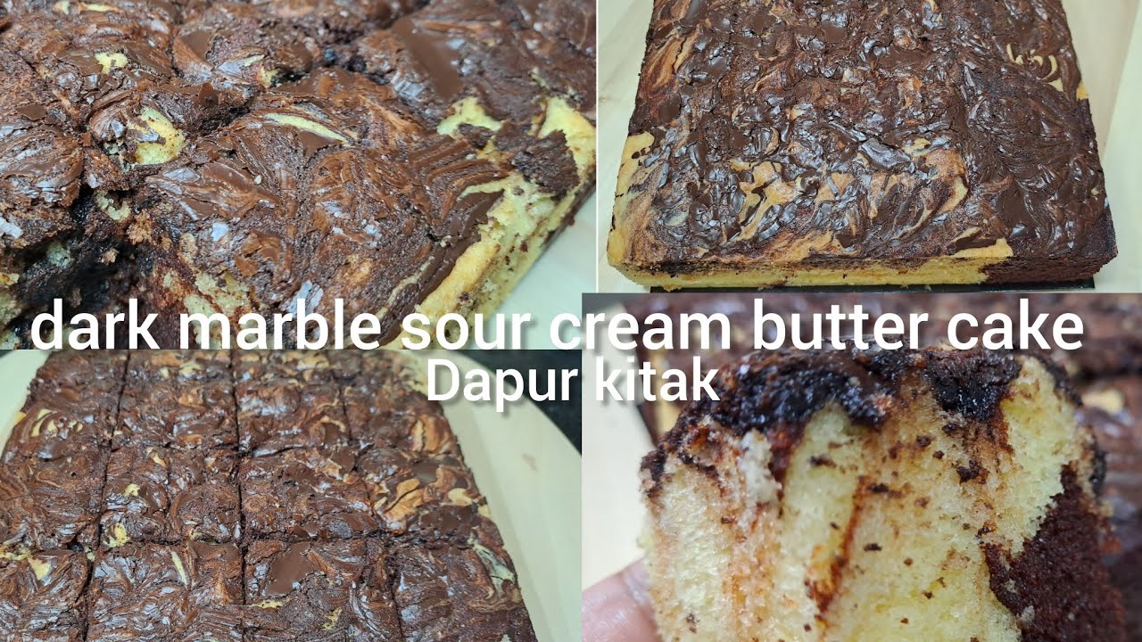sour cream dark marble butter cake// kek sour cream marble