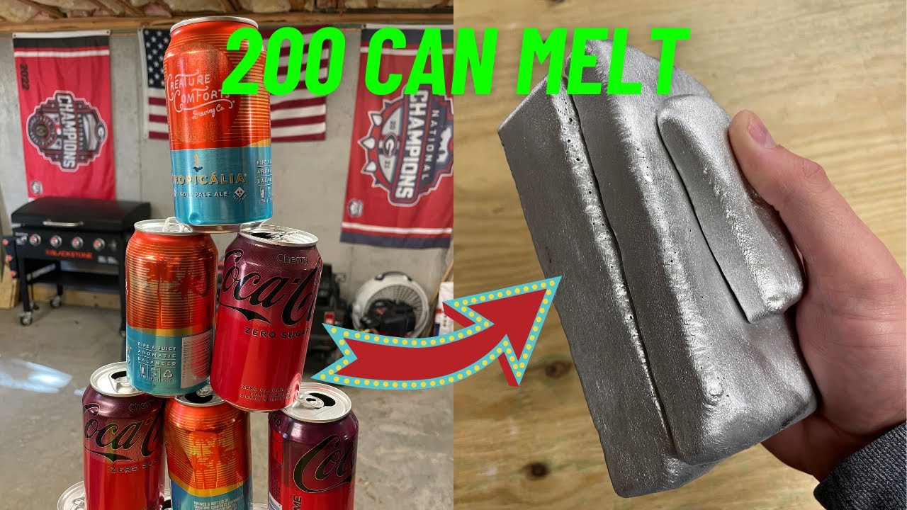 Aluminum Can Melt - 200 Scrap Cans - Trash to Treasure - ASMR Metal Melting - Aluminum Bars