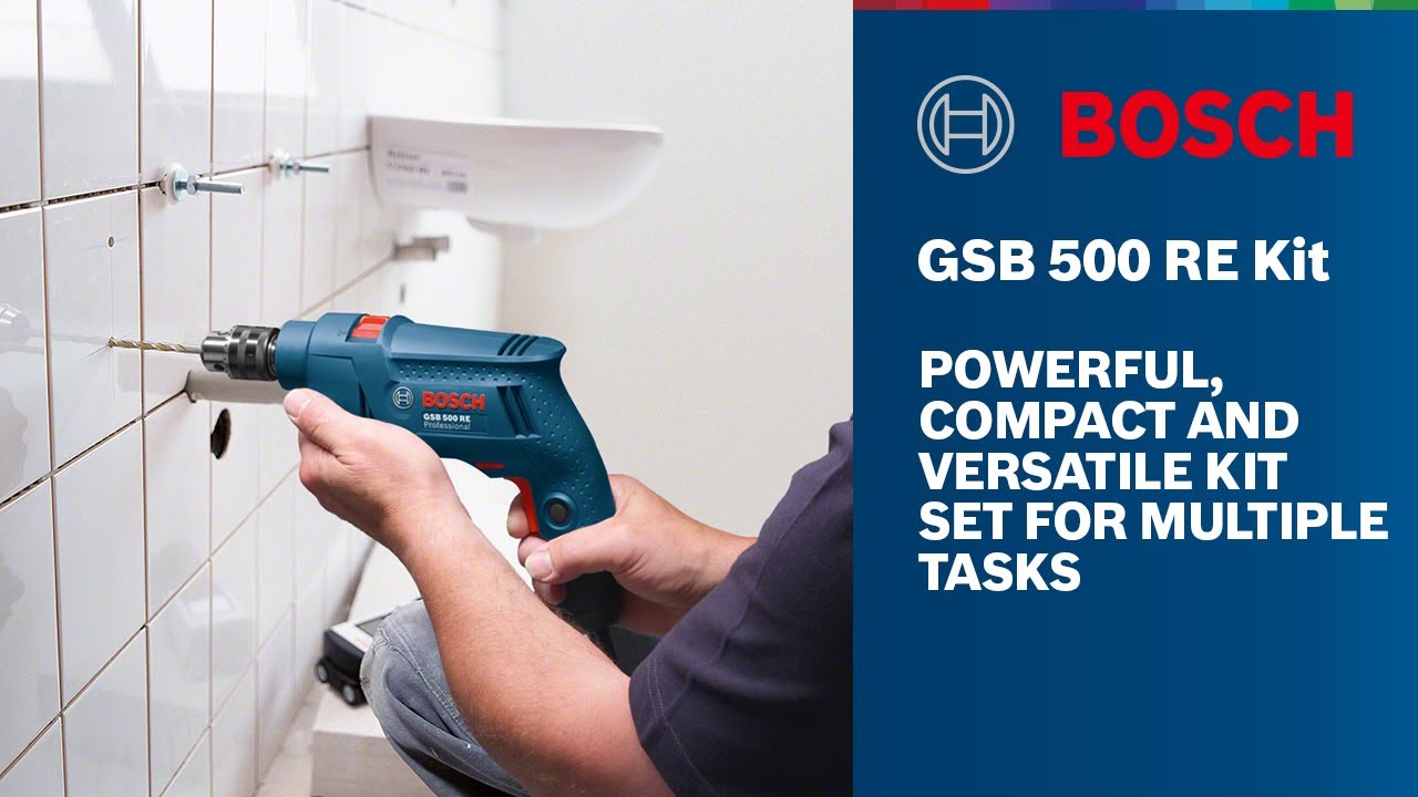 Bosch GSB 500 RE Corded-Electric Professional Impact Drill + Bosch Accessories Tool Kit, 500W