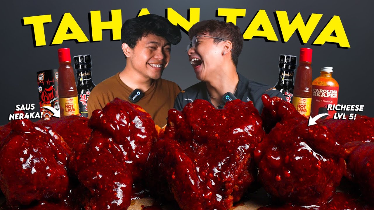 CHALLENGE TAHAN TAWA!! KETAWA, MAKAN RICHEESE LVL 5 SAUS NER4KA!! MALAH NGAKAK!!🥵FT.WEDA