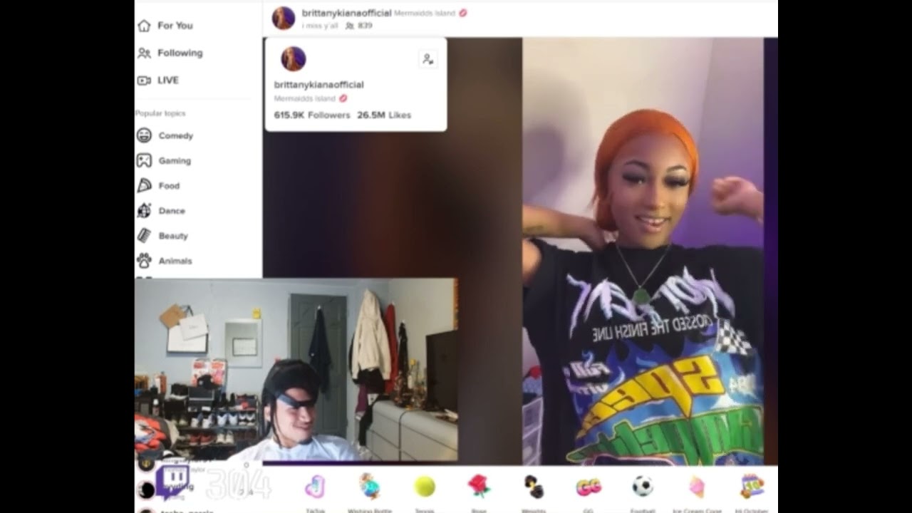 Bmo Buggout and Brittany Kiana vibe in tiktok live comments. Twitch pov.