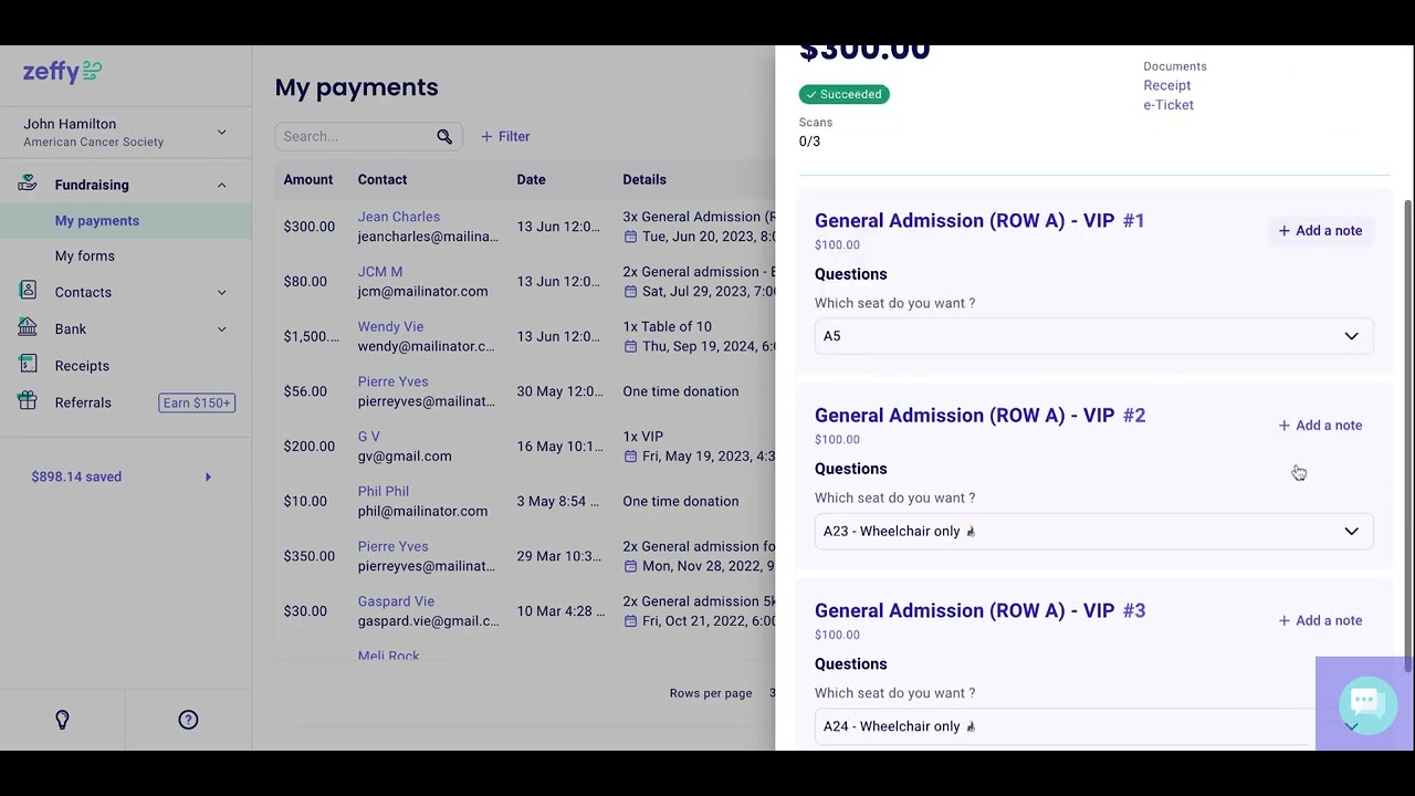 Navigate your Dashboard on Zeffy
