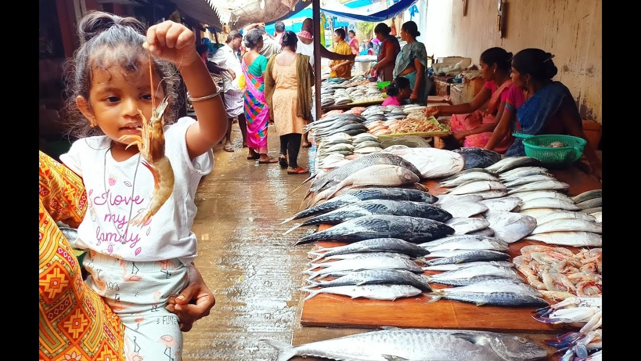 Velankanni fish market, fish buying cutting &cooking, vanjiram meen kuzhambu, vanjiram meen varuval,