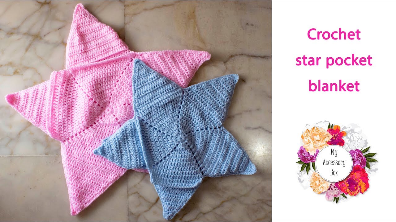 Free crochet pattern: star shaped pocket baby blanket