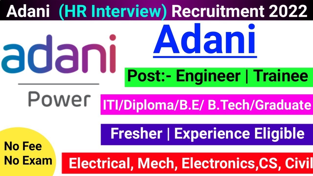 Adani recruitment 2022/diploma jobs 2022/freshers job/Graduate/Permanent job/All Branch/Pvt job 2022