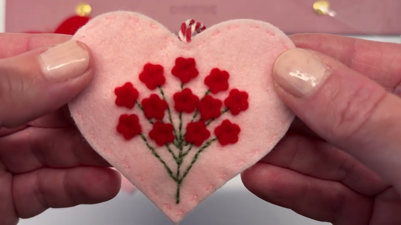 How to make a Valentine’s Felt Heart Ornament for a White Twig Tree