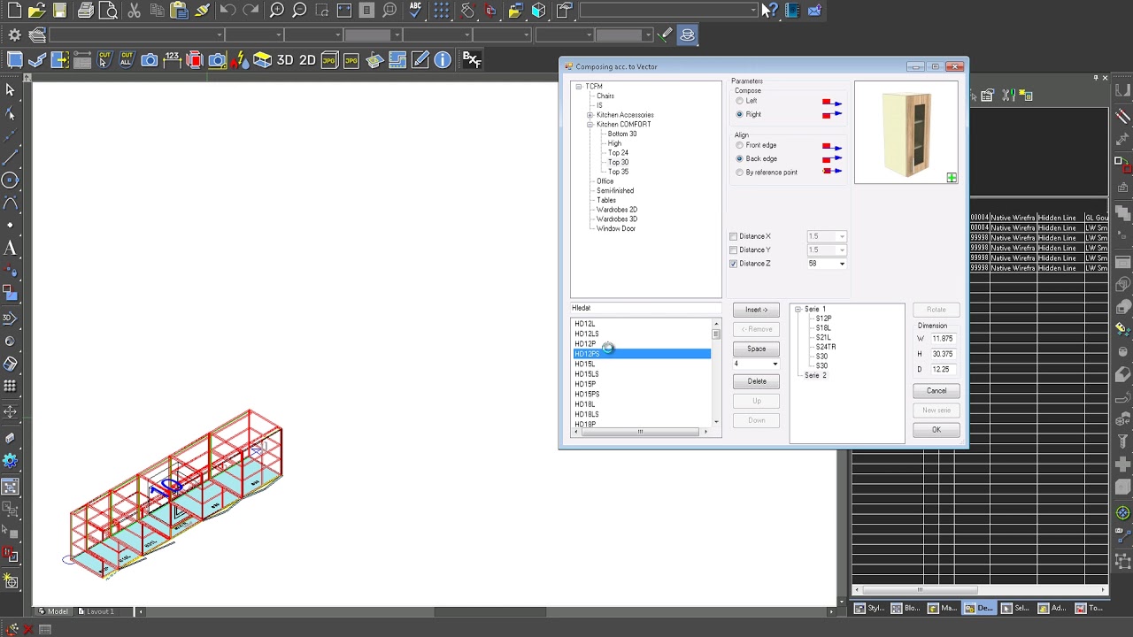 TurboCAD Furniture Maker (Composing according to vector) ŠPINAR - software