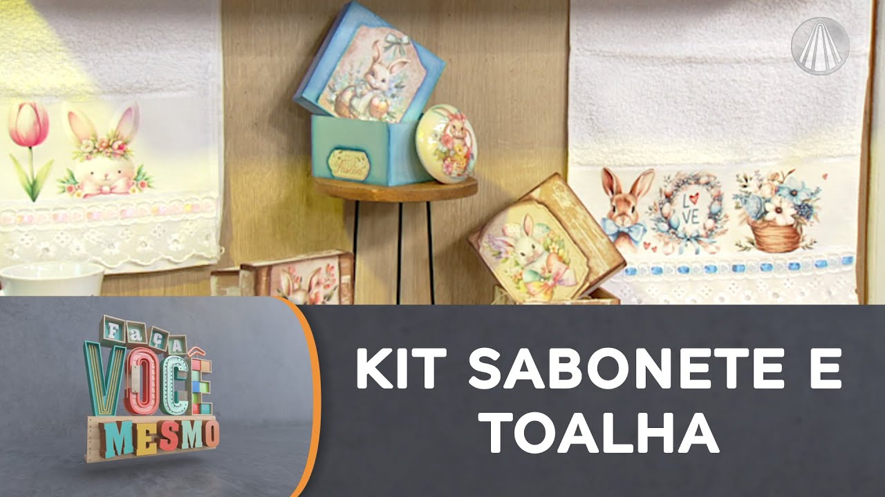 Kit de toalha e sabonete com técnica de transfer têxtil | PÁSCOA