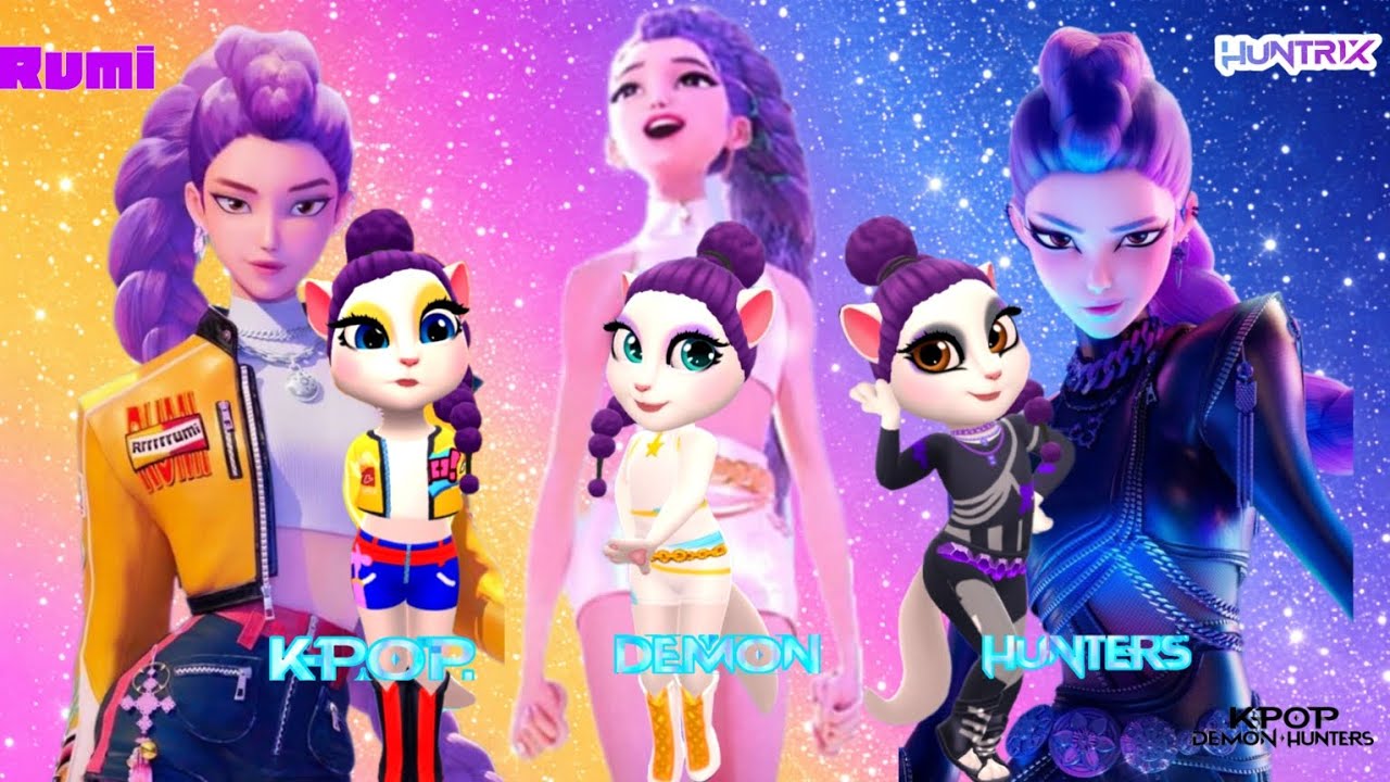 🎶🌟 K-POP DEMON HUNTERS RUMI COSPLAY 💛🤍💜 | ANGELA GLAMZ |TALKING ANGELA 
