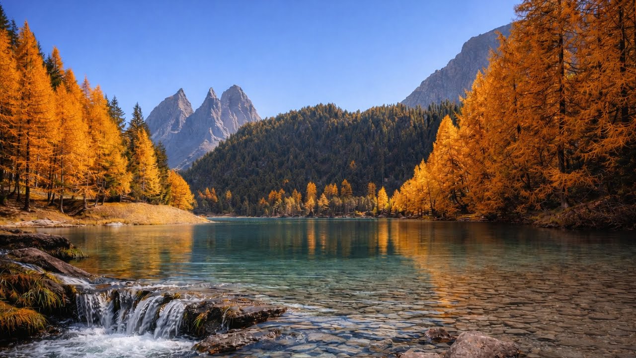 Peaceful Autumn River & Mountain View 🍂 | Relaxing Nature Sounds for Stress Relief
