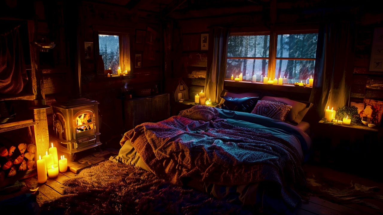 Intense Snowstorm Ambience | Howling Blizzard & Warm Fireplace Sounds for Restful Winter Sleep