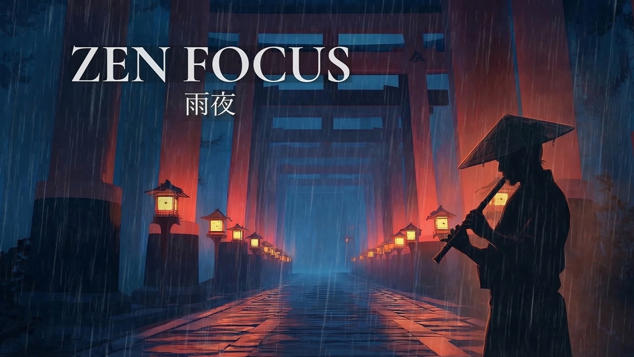 Japanese Zen Bamboo Flute | Rainy Fushimi Inari Night ⛩️