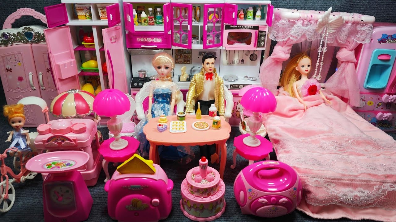 11 Minutes Satisfying with Unboxing Barbie Princess Bedroom Wardrobe Collection Toys Review | ASMR