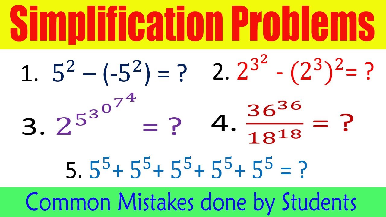 Simplification Problems I Important simplifications problems I Useful to all competitive exams