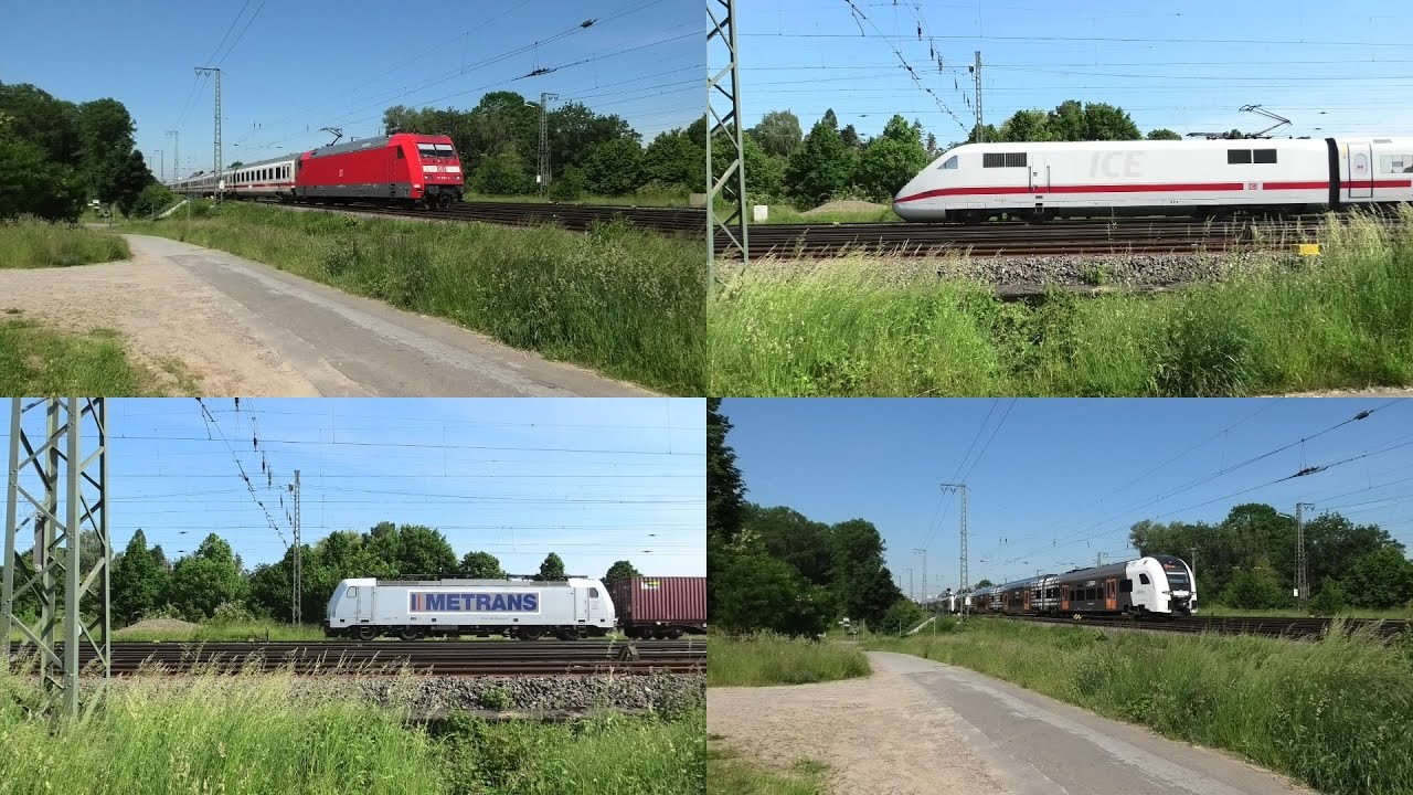 Bahnverkehr in Löhne(Westf) mit ICE 1,2,4 & T, Desiro HC, Intercitys, Güterzügen, Br648 und Eurobahn