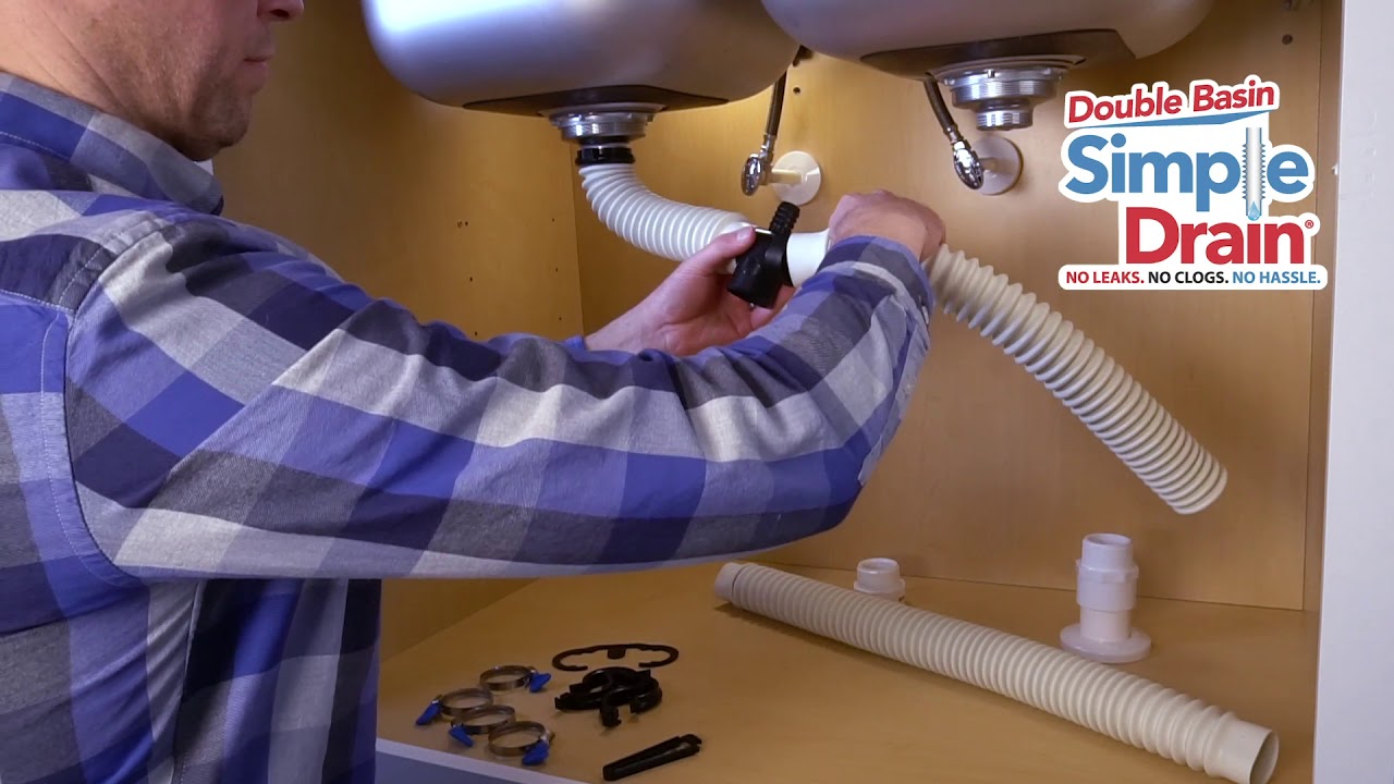 Double Basin Simple Drain Standard P-trap Installation