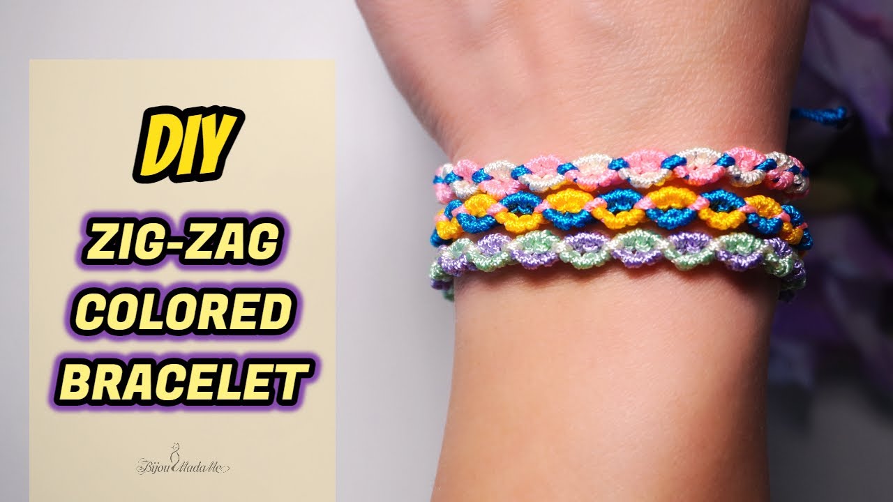 DIY super easy zigzag colored macrame bracelet | Macrame bracelet tutorial for macrame beginners