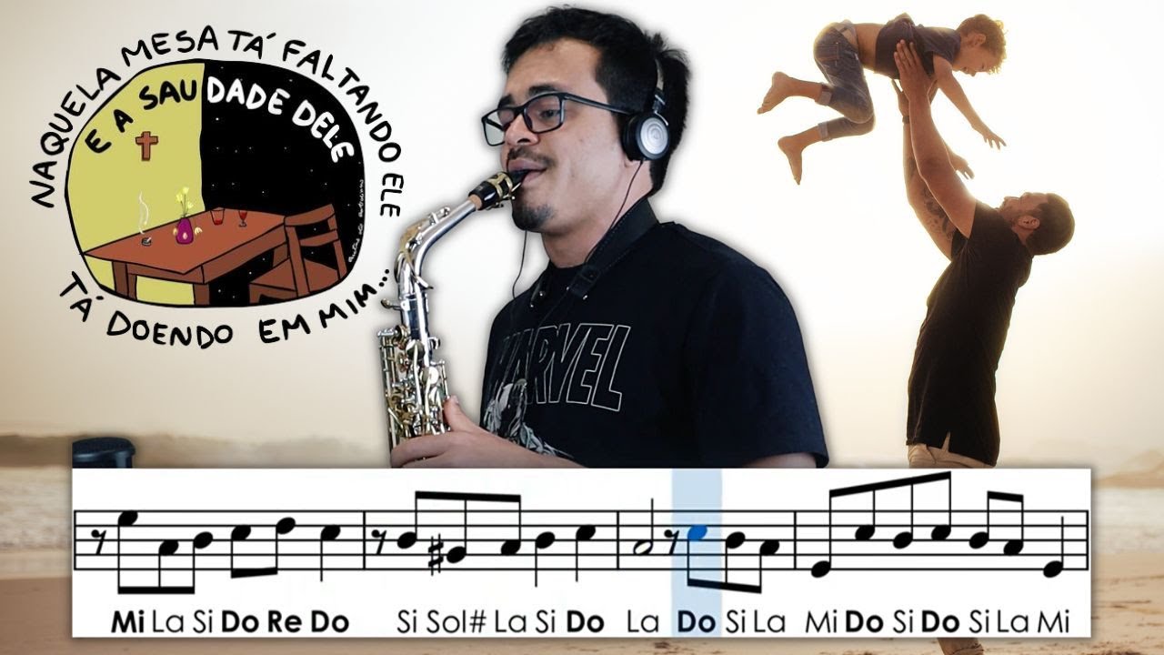 Sax alto - Naquela mesa, partitura com notas.