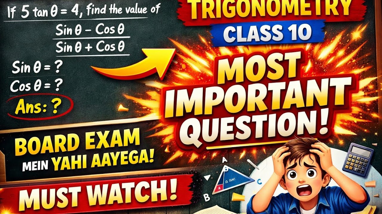 Class 10 Trigonometry Most Important Question.... Board Exam 2026