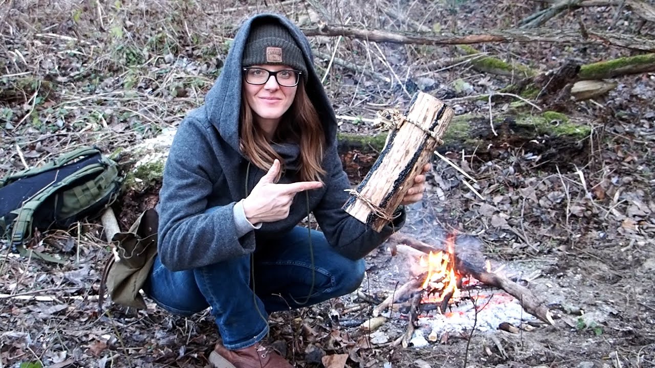 Primitive Water Container from a Log