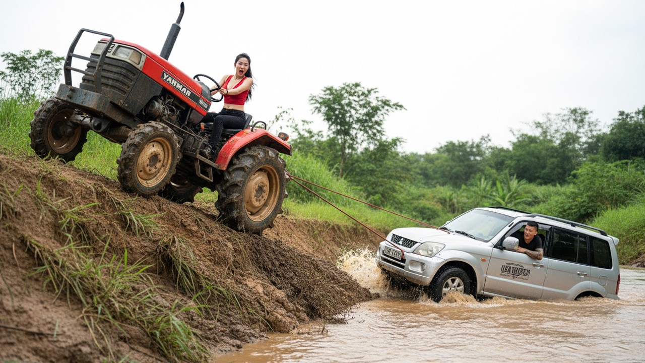 Genius Girl Helps CEO Rescue a Mitsubishi Pajero iO Stuck in the River – Will It Run Again?