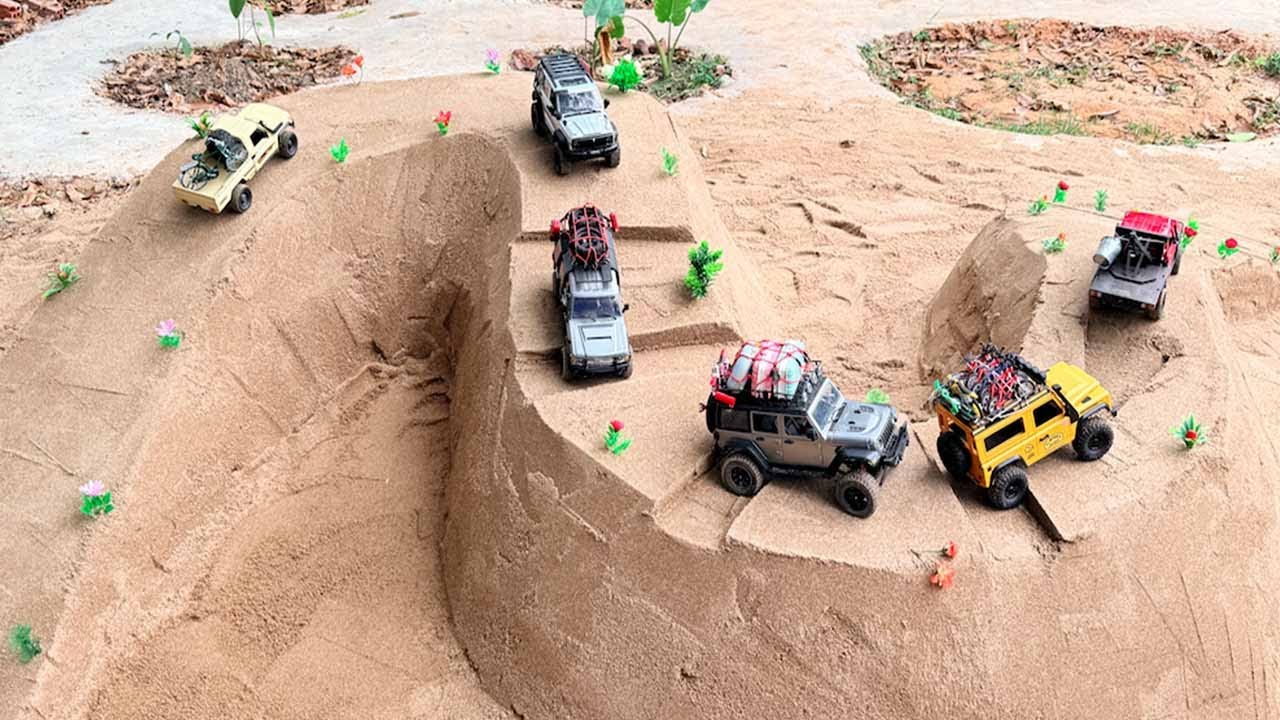 RC Cars Battle Extreme Obstacles Simulation Test | RC MN Tank 300 Rc MN128 Jeep Rubicon RC MN82 RC