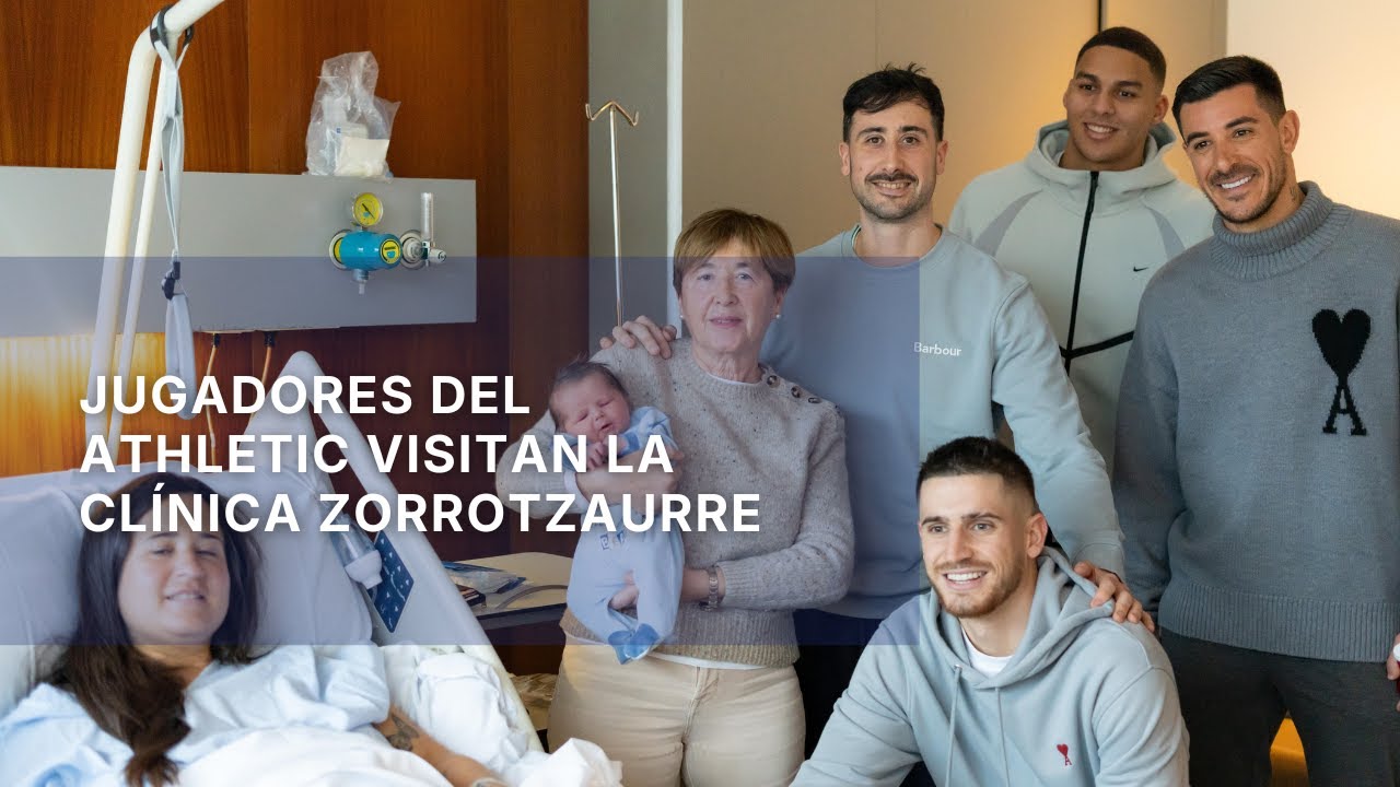 Jugadores de Athletic Club desean feliz Año Nuevo a los pacientes de la Clínica IMQ Zorrotzaurre