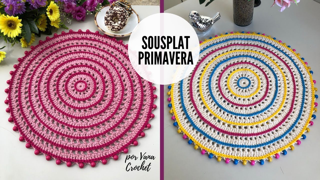 Sousplat em crochê primavera | lugar americano de crochê | passo a passo