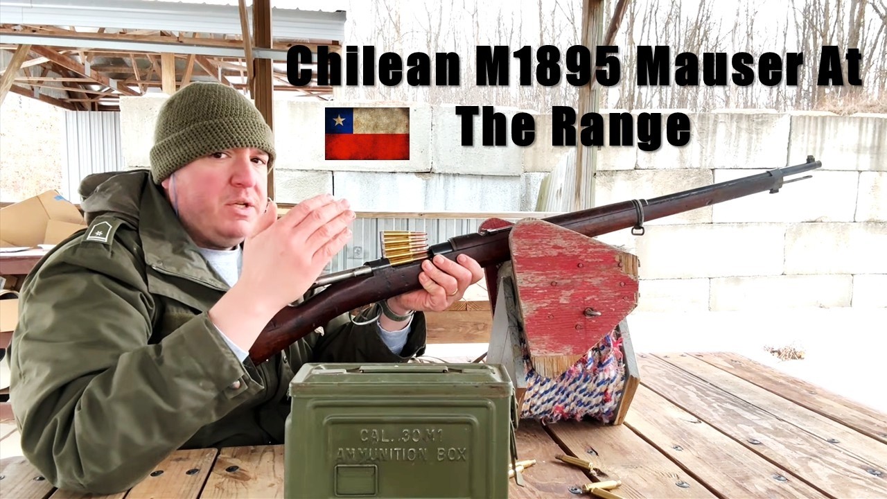 Чилийская винтовка Mauser калибра 7 мм с затворным механизмом образца 1895 года на стрельбище.