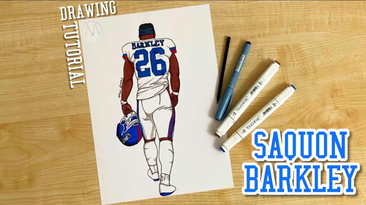 How to draw NFL player Saquon Barkley / Philadelphia Eagles