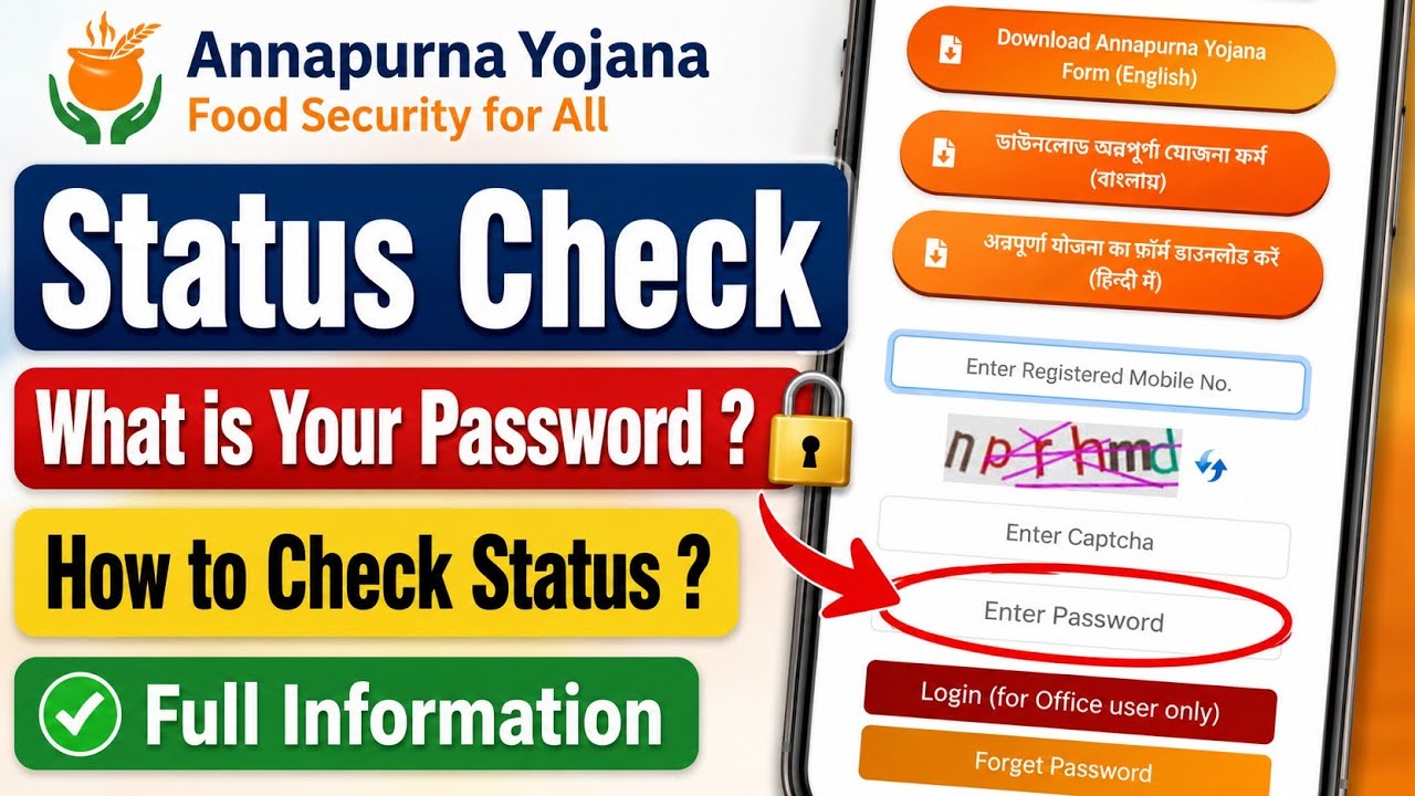 Annapurna Yojana Status Check Password | What is Your Annapurna Yojana Login Password ?