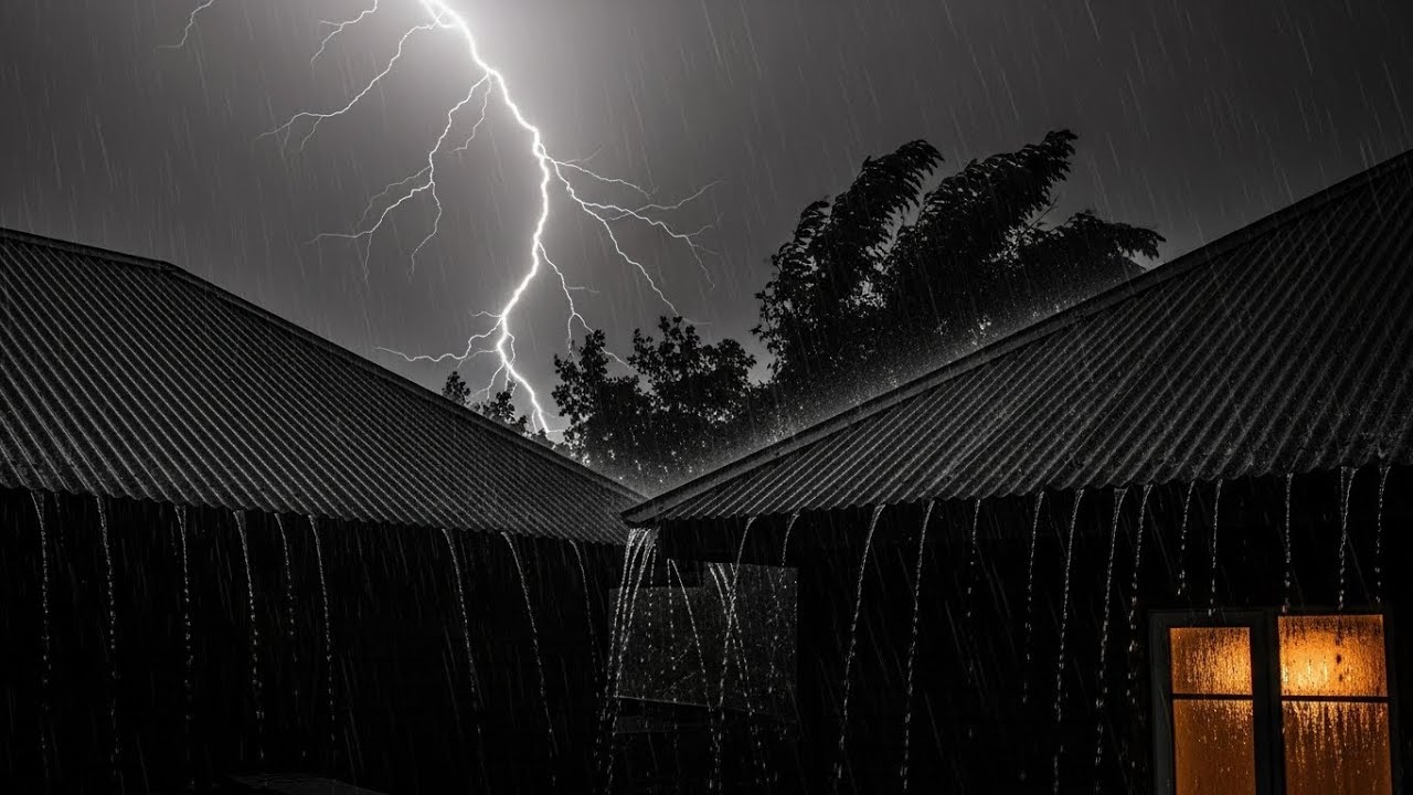 Stormy Rain on Metal Roof 🌧️ Sleep Instantly with Deep Thunder Ambience #17