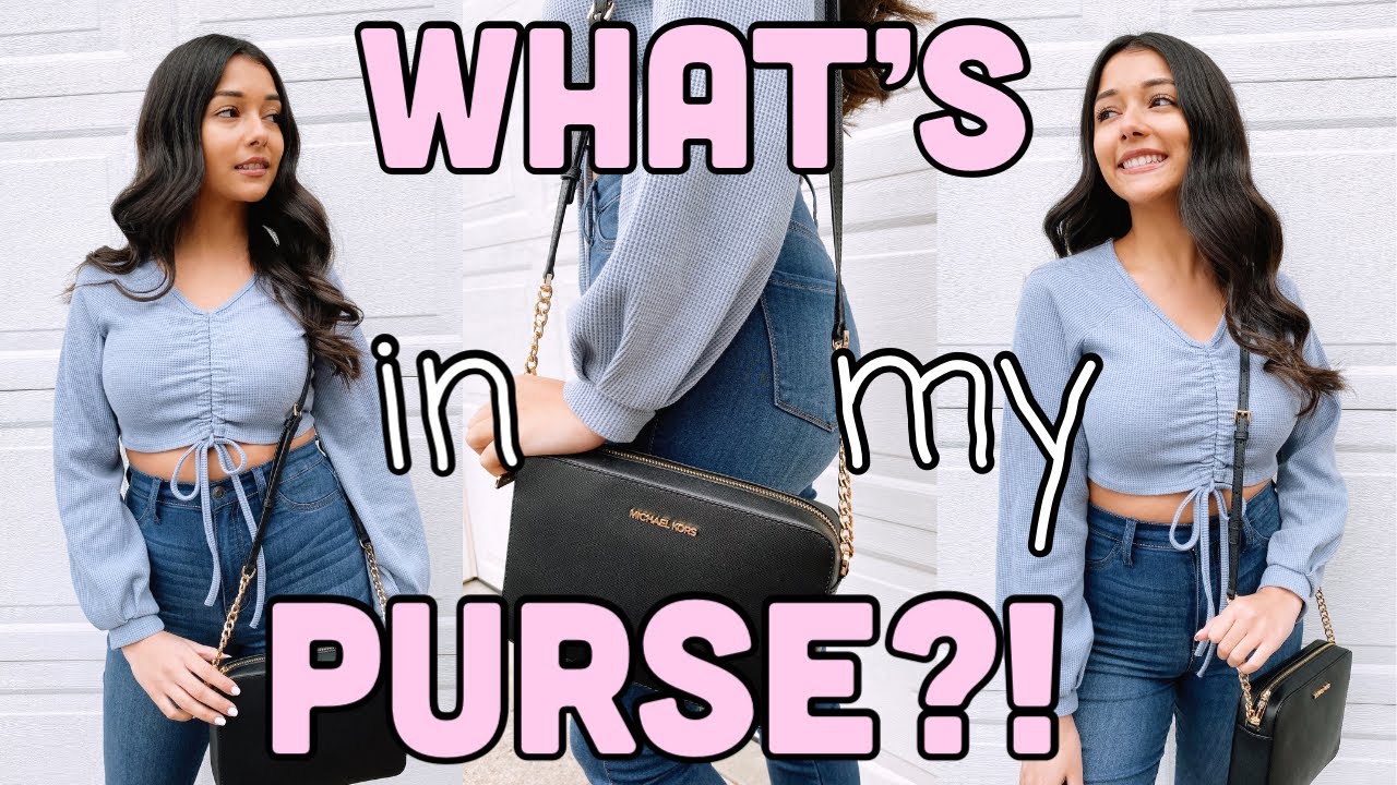 WHAT'S IN MY PURSE?! 2021 | michael kors jet set large saffiano leather crossbody bag