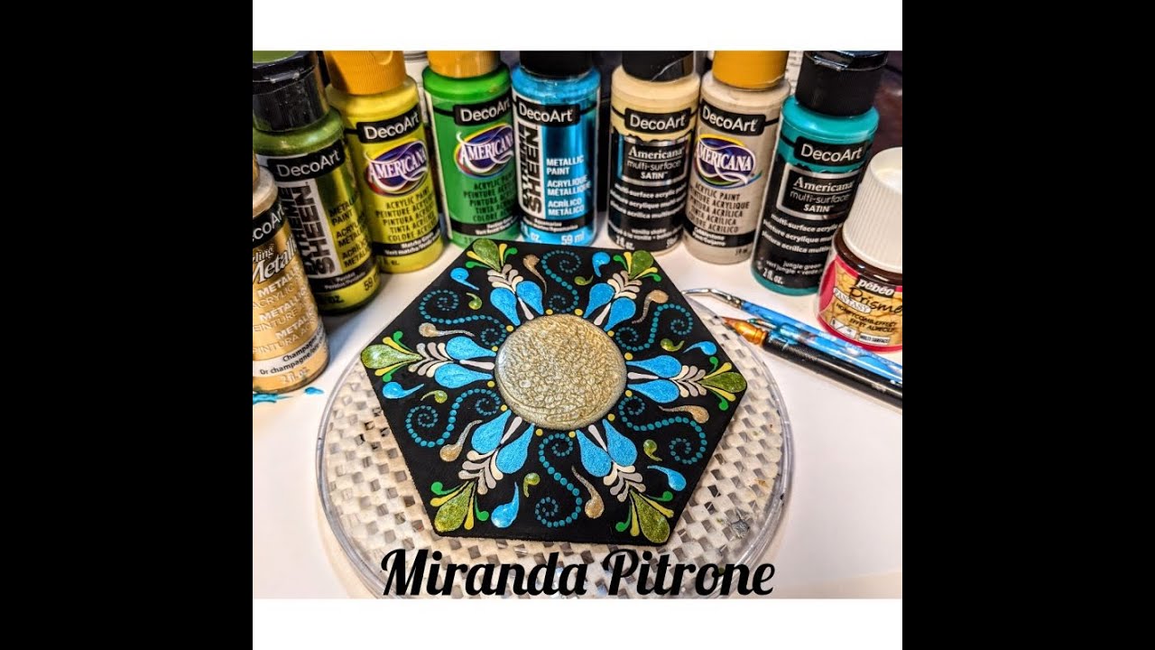 Decorative Dot Mandala Painting ~ Miranda Pitrone Art ~ Aqua green~ Swooshes Swipes Tear Drop Dots