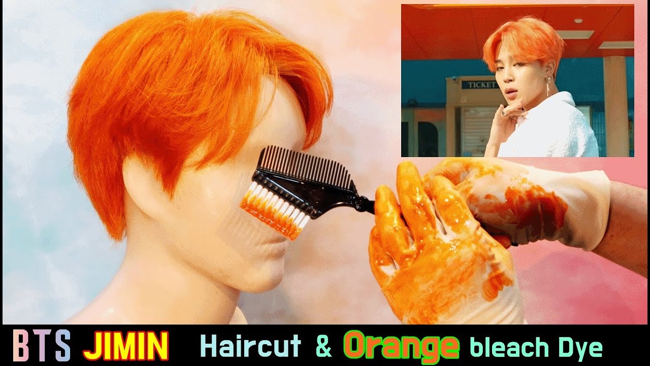 BTS JIMIN style Haircut & Orange bleach dye