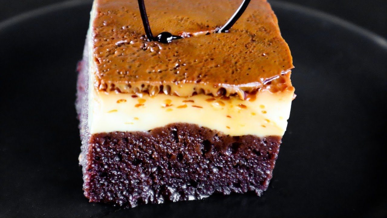 Prajitura cu crema de zahar ars numita si prajitura imposibila sau chocoflan, un deliciu savuros