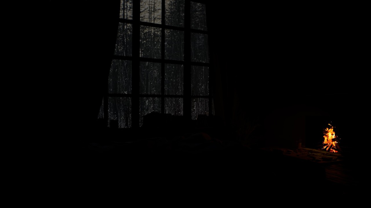 Rain & Crackling Fireplace in a Cozy Cabin | A Warm, Gentle Ambience for Deep Sleep