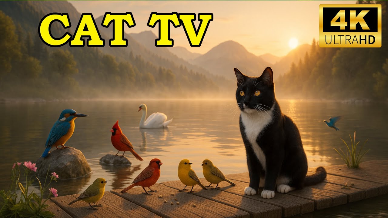 Cat TV for Cats to Watch 🍂 Birds Pecking Seeds While Squirrels Gather Nuts in the Woods 4K