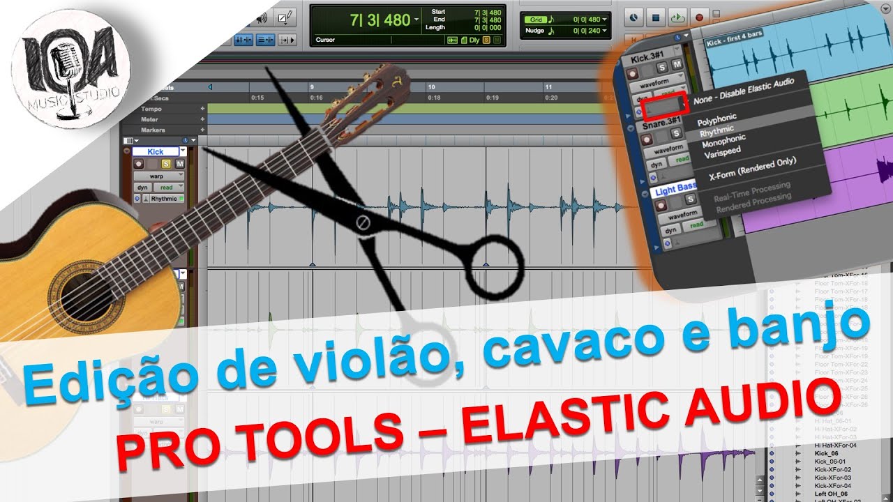 Editando INSTRUMENTO DE CORDAS - ritmo de samba no PROTOOLS - Elastic audio