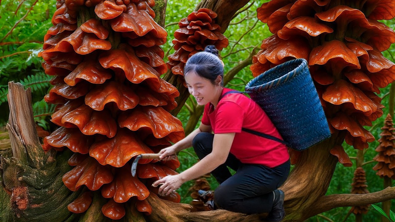 Harvest Elephant Ear Mushrooms From Waterfall Goes to market Sell, Raising Bamboo Rat in Farm