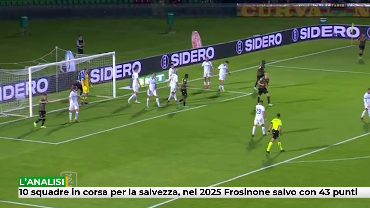 10 squadre in corsa per la salvezza, nel 2025 Frosinone salvo con 43 punti