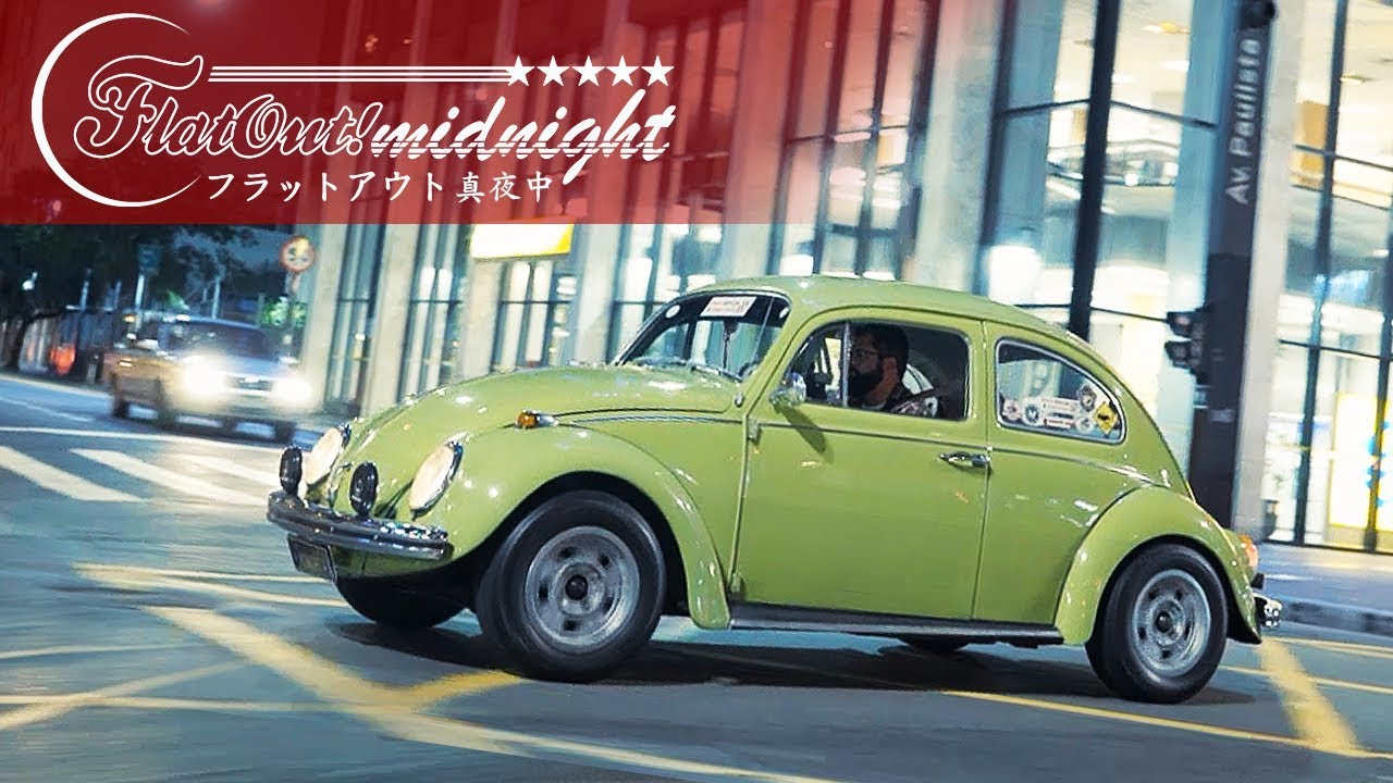 Fusca 1500 1972 Velha Escola Brasil (VEB) placa preta na noite de SP (FLATOUT MIDNIGHT EP 06)