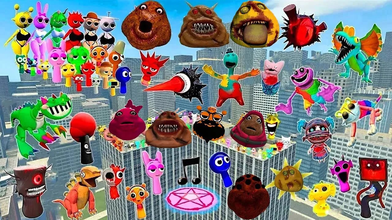 🏤 BIG CITY ALL MISS SPRUNKI FAMILY MR SUN TREE FUN/ALL 3D POU BOU'S REVENGE FAMILY in Garry's Mod